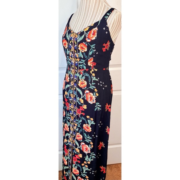 Angie Black Maxi Dress with Red & Green Floral Print - Picture 3 of 8